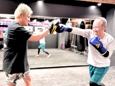 祇園のキックボクシングジムでのレッスン風景